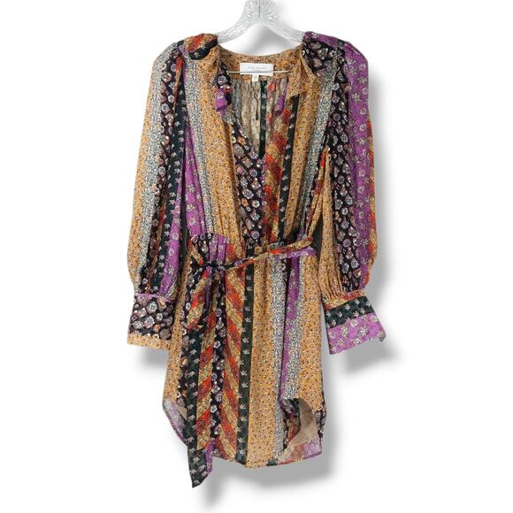 Equipment Ella Silk Blouson Mini Dress S Boho Patchwork Old Money Resortwear - Picture 3 of 14